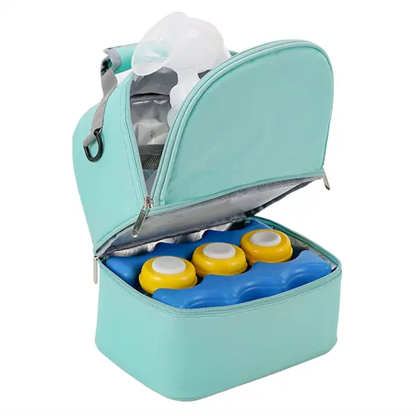 Double Deck Insulation Breast Milk Cooler Bag with Ice Pack